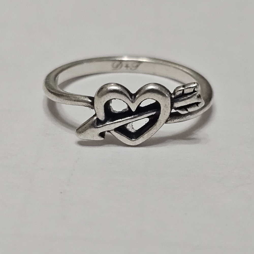 James Avery Heart Arrow Ring Inscribed D+J sz8